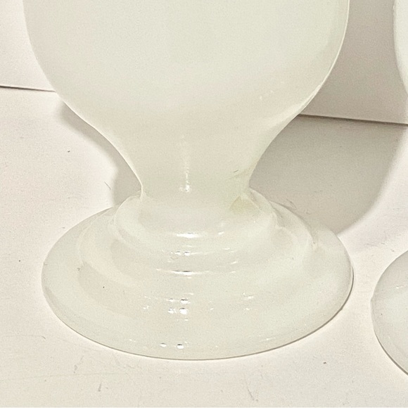 Set of 2 Alpine Coffee Milk Glass Cappuccino Coffee Pedestal Mugs White & Blue - Picture 7 of 8